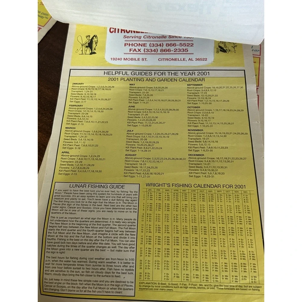 Vintage Citronelle Drugs‎ Store Pharmacy Advertising Calendar Mobile AL  2001